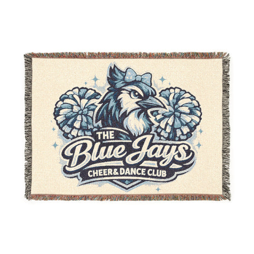 Blue Jays Cheer & Dance Club Woven Blanket | Mascot Pom-Poms School Spirit Throw